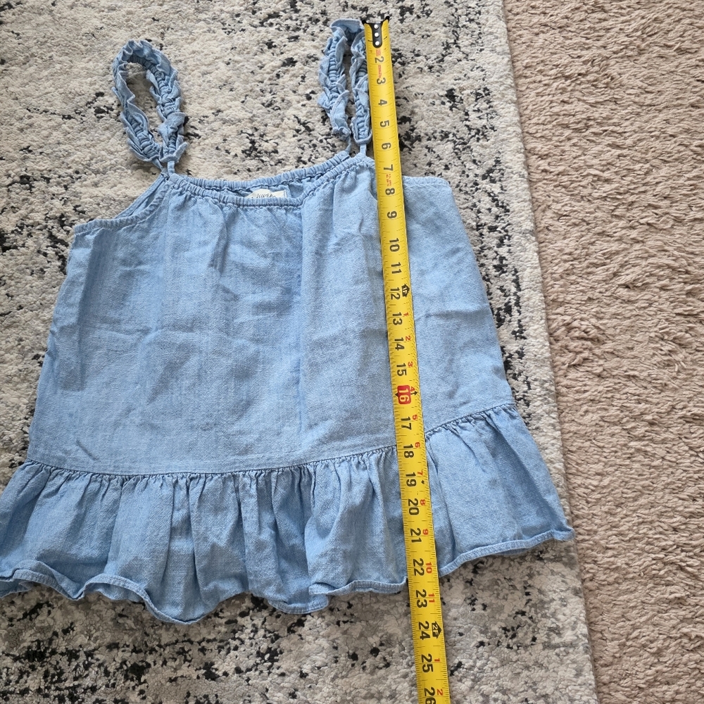 Madewell Chambry Peplum Sleeveless Top Womens 2 Denim Spring Boho Cottage Core - Picture 2 of 4